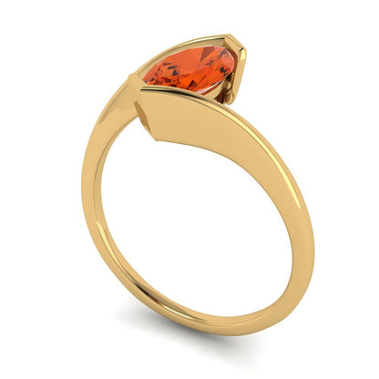 2 cttw Zirconia Simulated Red Diamond Solitaire  Engagement Ring - Solid Yellow Gold (VVS1, Marquise Cut,12x6mm )