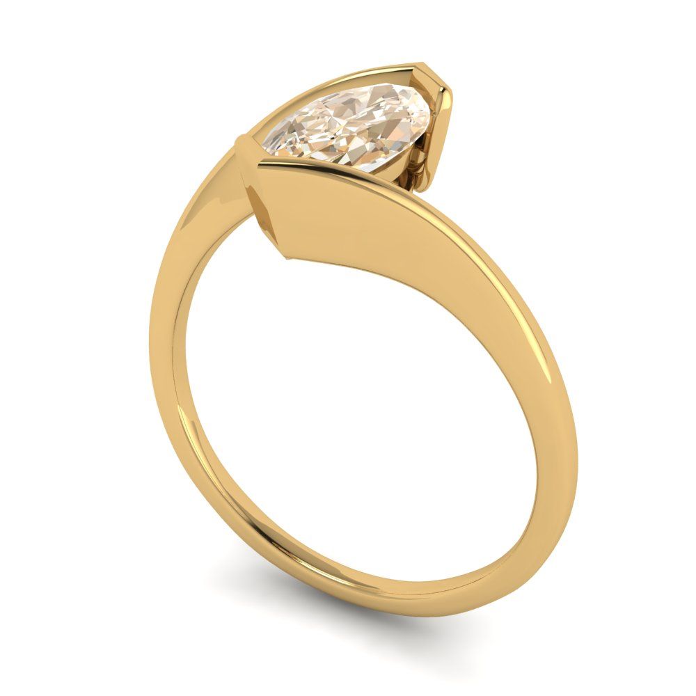 2 cttw Natural Morganite Solitaire  Engagement Ring - Solid Yellow Gold (VVS1, Marquise Cut,12x6mm )