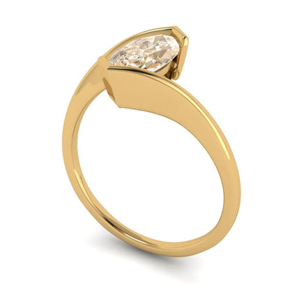 2 cttw Natural Morganite Solitaire  Engagement Ring - Solid Yellow Gold (VVS1, Marquise Cut,12x6mm )