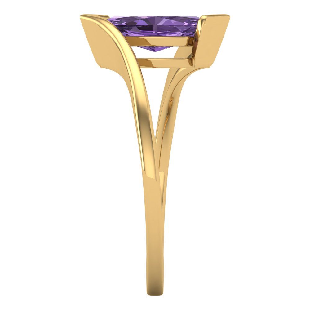 2 cttw Simulated Alexandrite Solitaire  Engagement Ring - Solid Yellow Gold (VVS1, Marquise Cut,12x6mm )