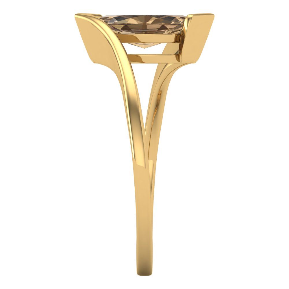 2 cttw Zirconia Simulated Champagne Diamond Solitaire  Engagement Ring - Solid Yellow Gold (VVS1, Marquise Cut,12x6mm )