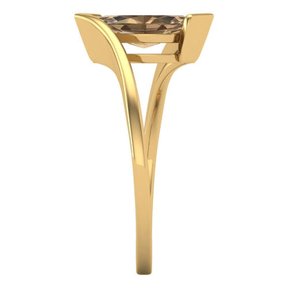 2 cttw Zirconia Simulated Champagne Diamond Solitaire  Engagement Ring - Solid Yellow Gold (VVS1, Marquise Cut,12x6mm )