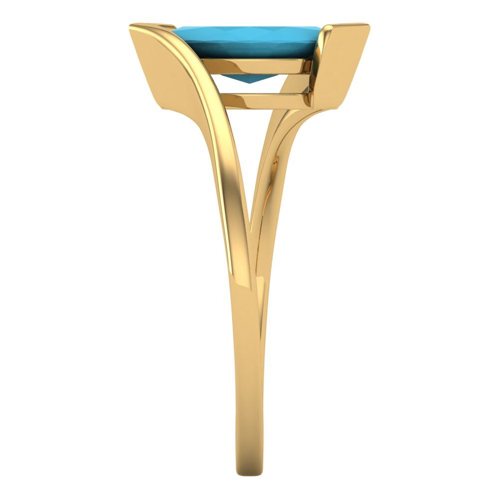 2 cttw Simulated Turquoise Solitaire  Engagement Ring - Solid Yellow Gold (VVS1, Marquise Cut,12x6mm )