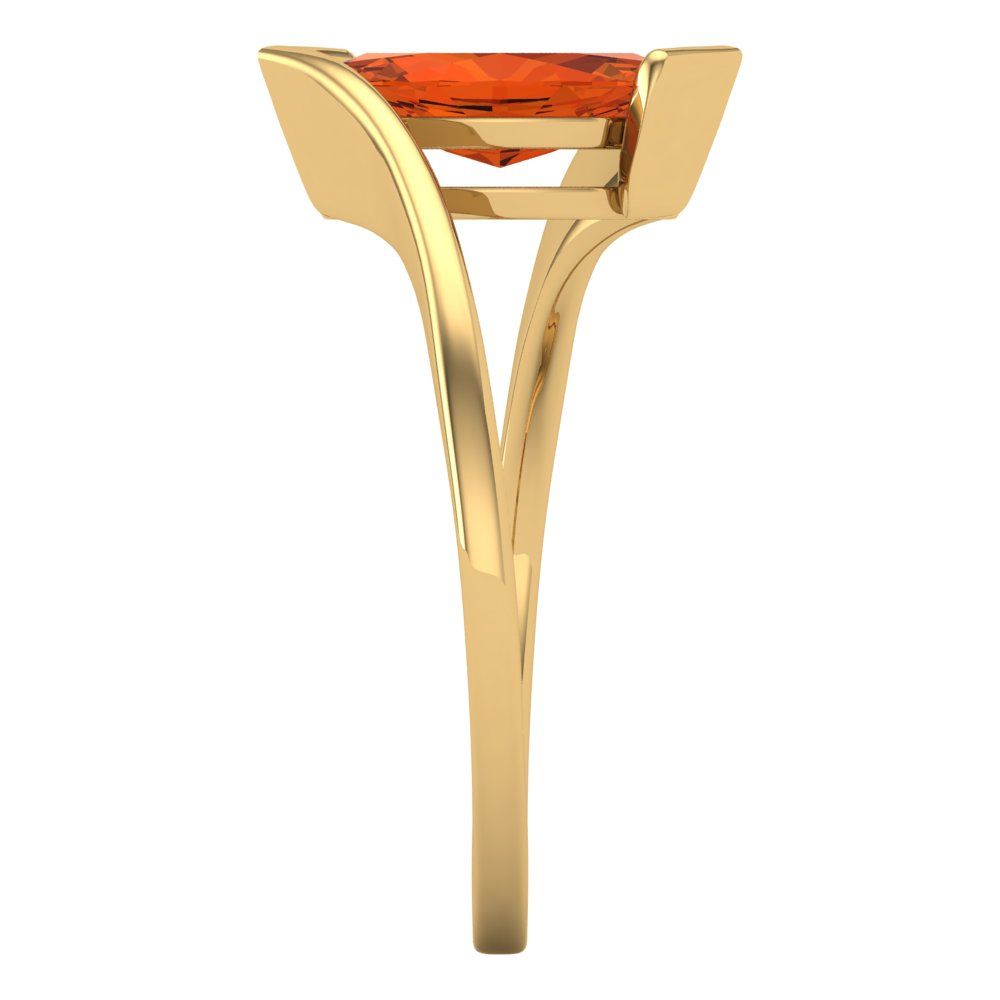 2 cttw Zirconia Simulated Red Diamond Solitaire  Engagement Ring - Solid Yellow Gold (VVS1, Marquise Cut,12x6mm )