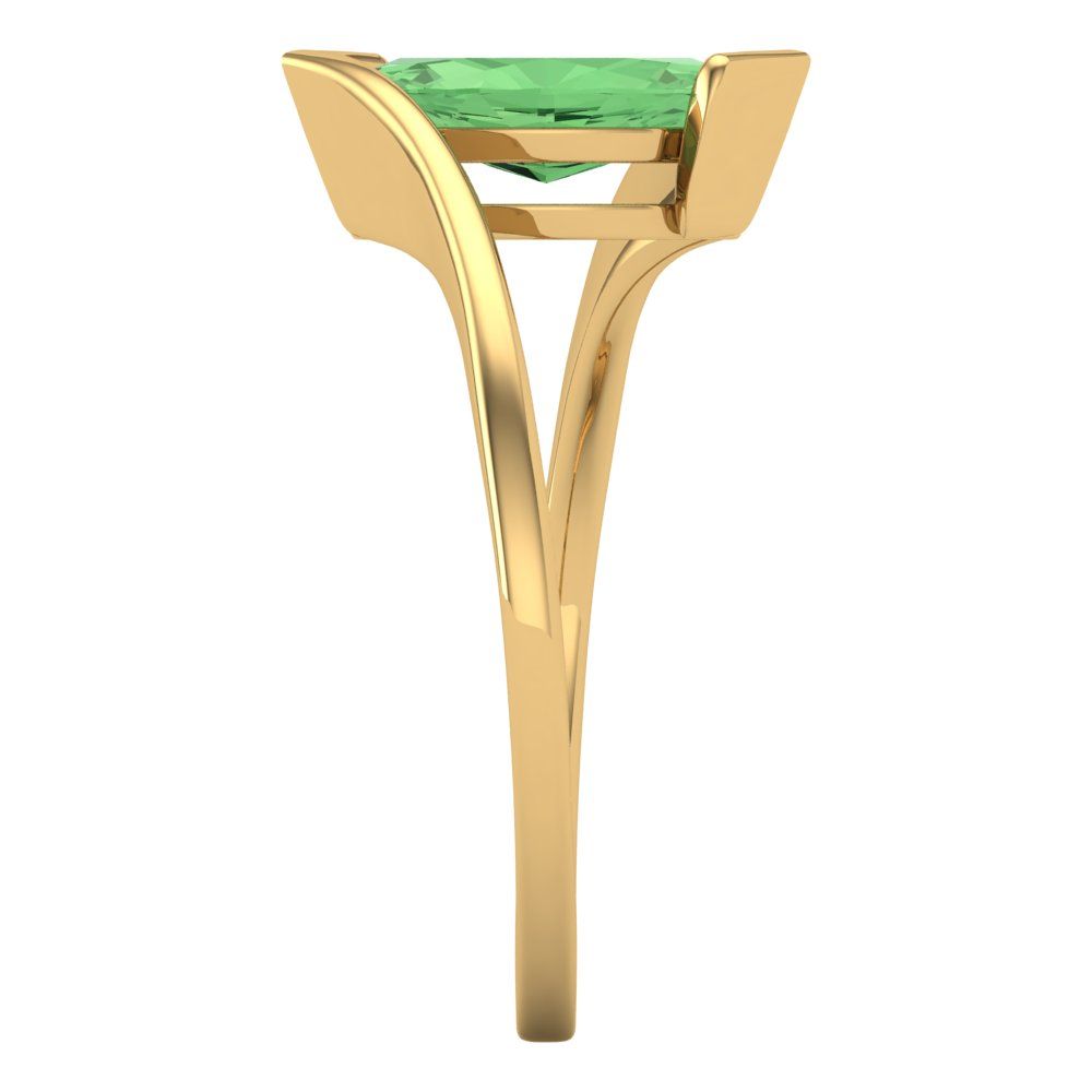 2 cttw Zirconia Simulated Green Diamond Solitaire  Engagement Ring - Solid Yellow Gold (VVS1, Marquise Cut,12x6mm )