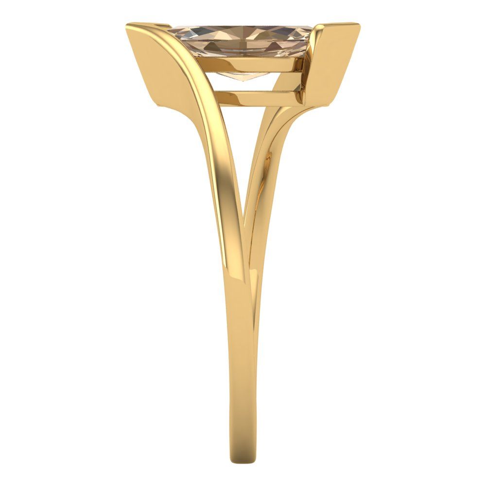 2 cttw Yellow Moissanite Solitaire  Engagement Ring - Solid Yellow Gold (VVS1, Marquise Cut,12x6mm )