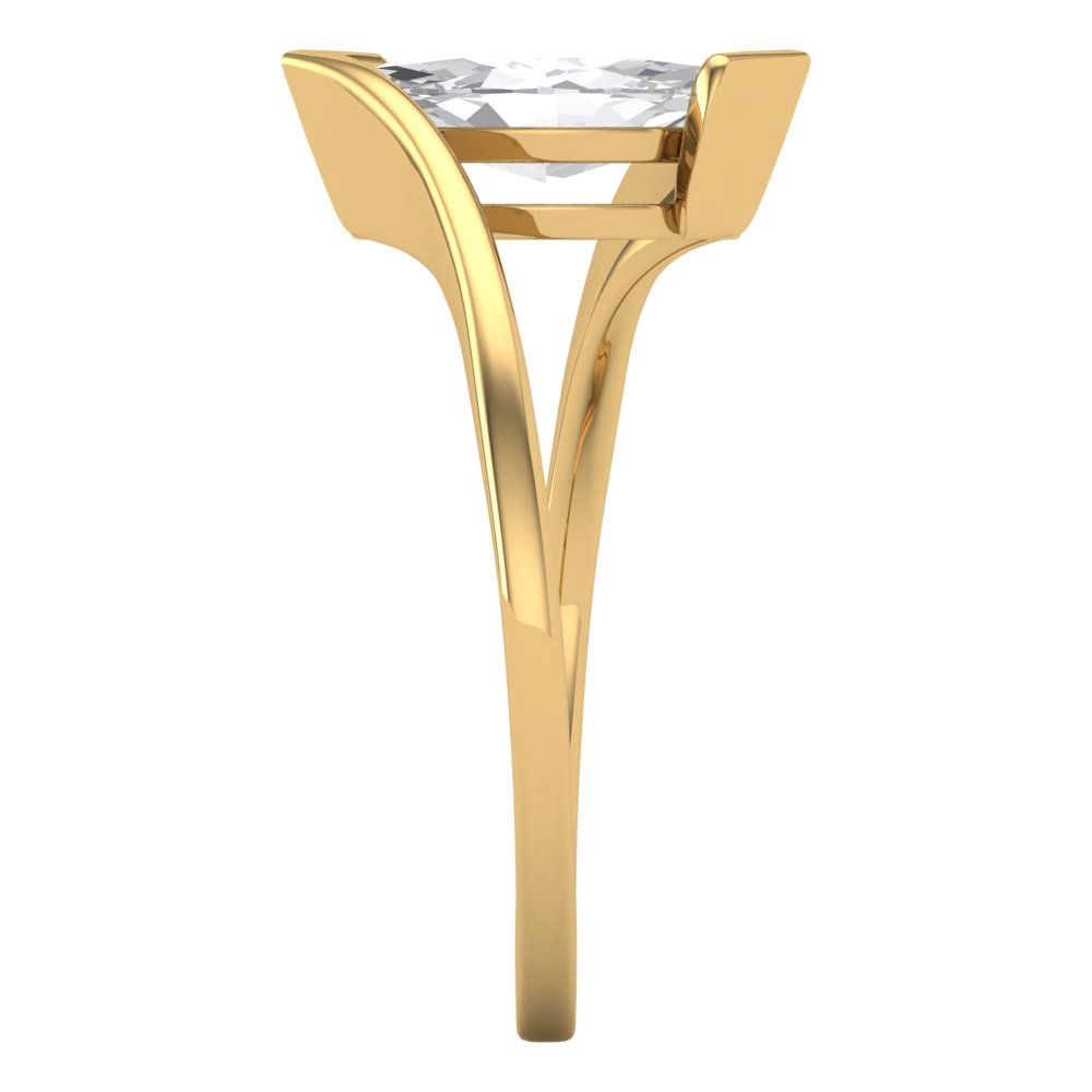 2 cttw White Sapphire Solitaire  Engagement Ring - Solid Yellow Gold (VVS1, Marquise Cut,12x6mm )