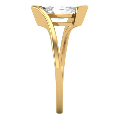 2 cttw White Sapphire Solitaire  Engagement Ring - Solid Yellow Gold (VVS1, Marquise Cut,12x6mm )