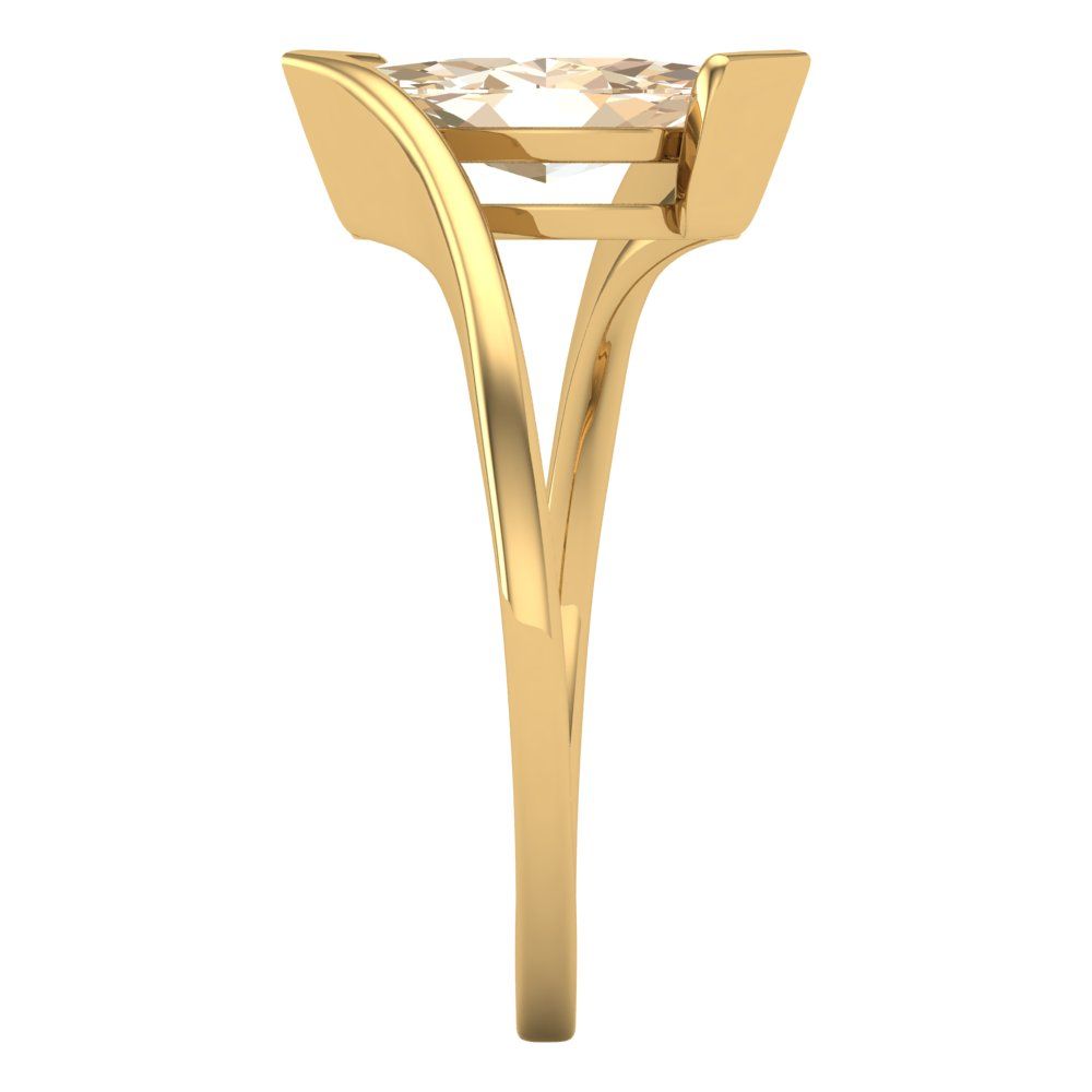 2 cttw Natural Morganite Solitaire  Engagement Ring - Solid Yellow Gold (VVS1, Marquise Cut,12x6mm )