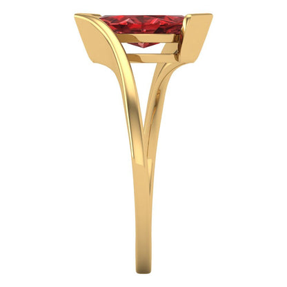 2 cttw Natural Garnet Solitaire  Engagement Ring - Solid Yellow Gold (VVS1, Marquise Cut,12x6mm )