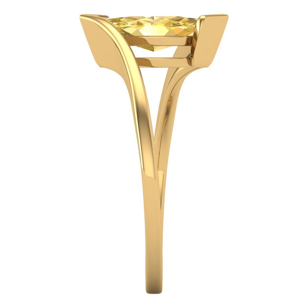 2 cttw Zirconia Simulated Yellow Diamond Solitaire  Engagement Ring - Solid Yellow Gold (VVS1, Marquise Cut,12x6mm )