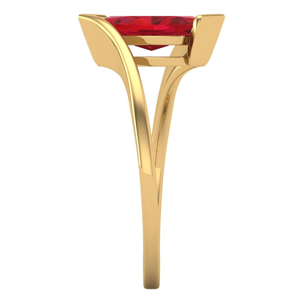 2 cttw Simulated Ruby Solitaire  Engagement Ring - Solid Yellow Gold (VVS1, Marquise Cut,12x6mm )