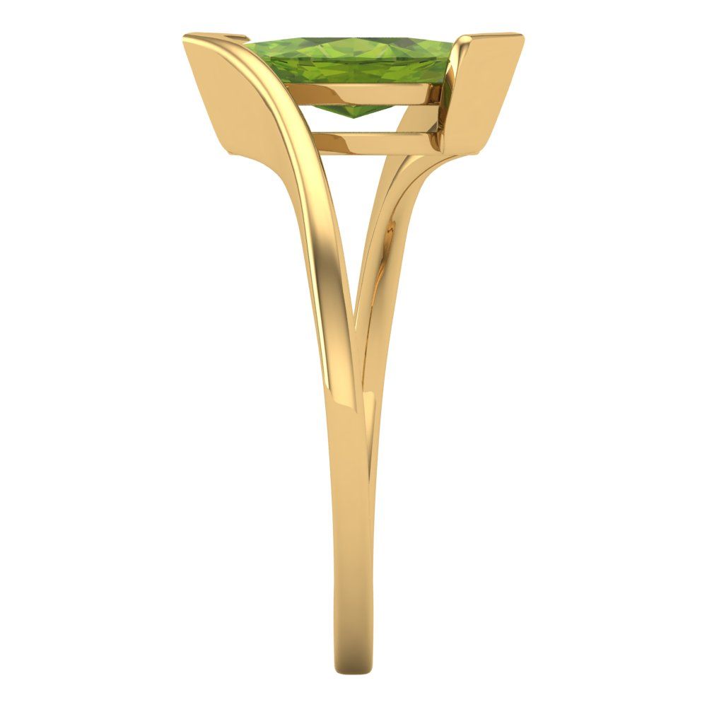2 cttw Natural Peridot Solitaire  Engagement Ring - Solid Yellow Gold (VVS1, Marquise Cut,12x6mm )