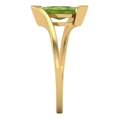 2 cttw Natural Peridot Solitaire  Engagement Ring - Solid Yellow Gold (VVS1, Marquise Cut,12x6mm )