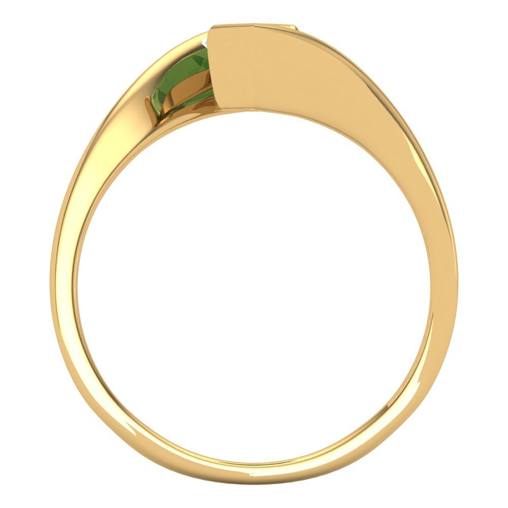 2 cttw Zirconia Simulated Green Diamond Solitaire  Engagement Ring - Solid Yellow Gold (VVS1, Marquise Cut,12x6mm )
