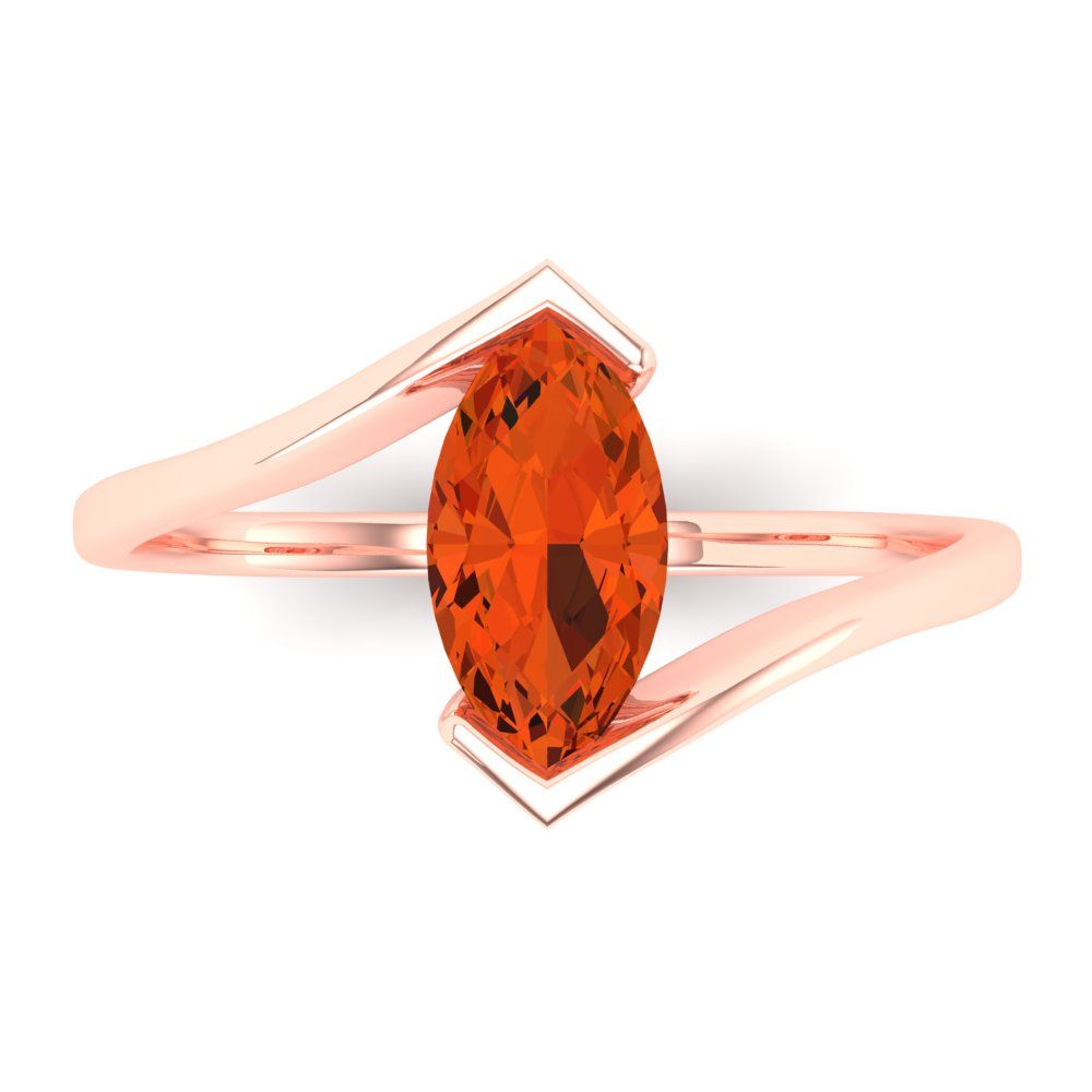 2 cttw Zirconia Simulated Red Diamond Solitaire  Engagement Ring - Solid Gold (VVS1, Marquise Cut,12x6mm )