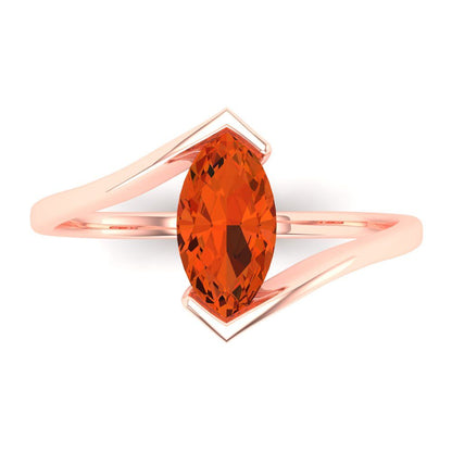 2 cttw Zirconia Simulated Red Diamond Solitaire  Engagement Ring - Solid Gold (VVS1, Marquise Cut,12x6mm )