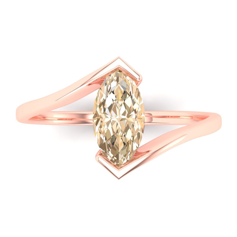 2 cttw Natural Morganite Solitaire  Engagement Ring - Solid Gold (Marquise Cut,12x6mm )