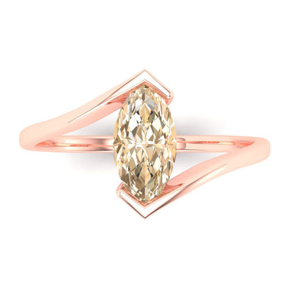 2 cttw Natural Morganite Solitaire  Engagement Ring - Solid Gold (Marquise Cut,12x6mm )