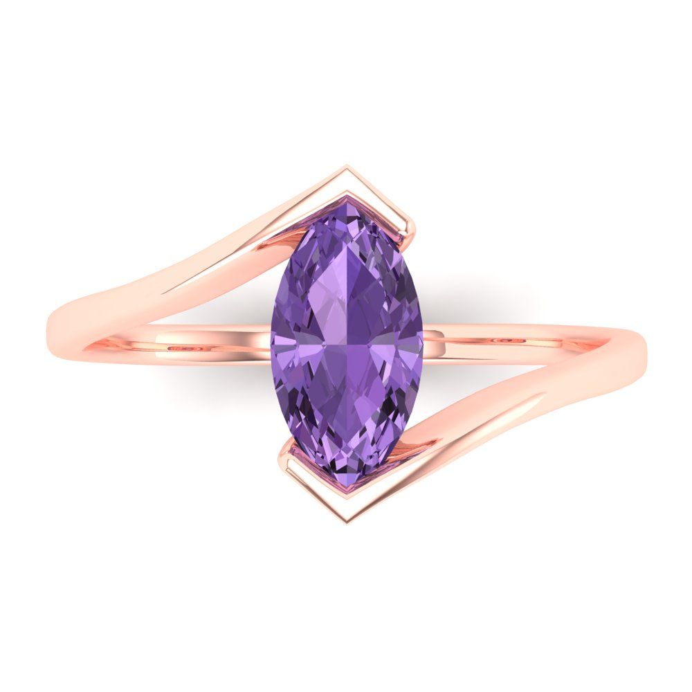 2 cttw Simulated Alexandrite Solitaire  Engagement Ring - Solid Gold (Marquise Cut,12x6mm )