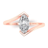 2.0 ct Brilliant Marquise Cut Natural Diamond Stone Clarity SI1-2 Color G-H Rose Gold Solitaire Ring