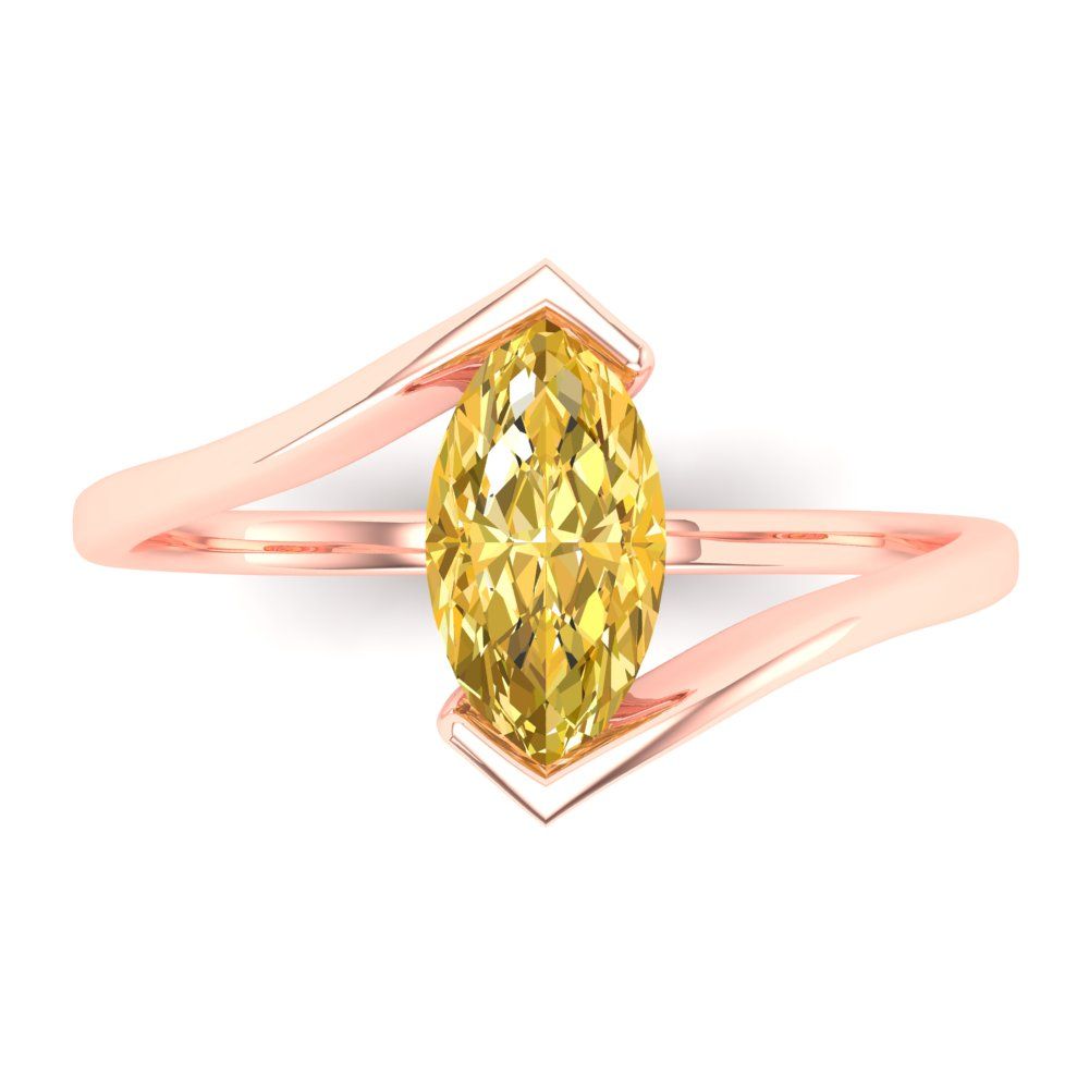 2 cttw Natural Citrine Solitaire  Engagement Ring - Solid Gold (Marquise Cut,12x6mm )
