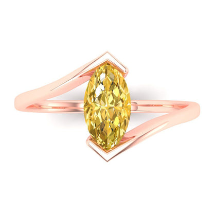 2 cttw Natural Citrine Solitaire  Engagement Ring - Solid Gold (Marquise Cut,12x6mm )