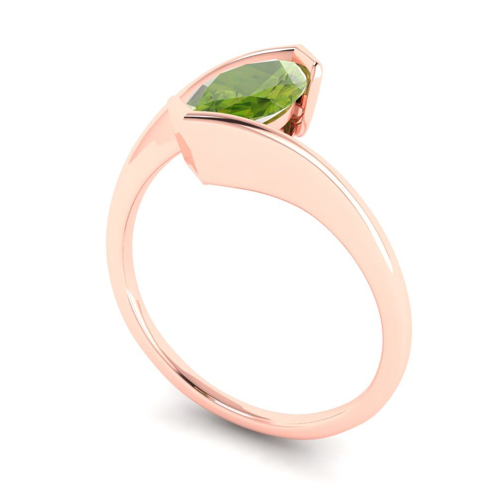 2 cttw Natural Peridot Solitaire  Engagement Ring - Solid Gold (Marquise Cut,12x6mm )