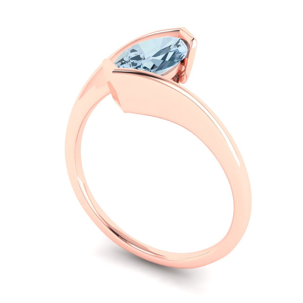 2 cttw Natural Aquamarine Solitaire  Engagement Ring - Solid Rose Gold (VVS1, Marquise Cut,12x6mm )