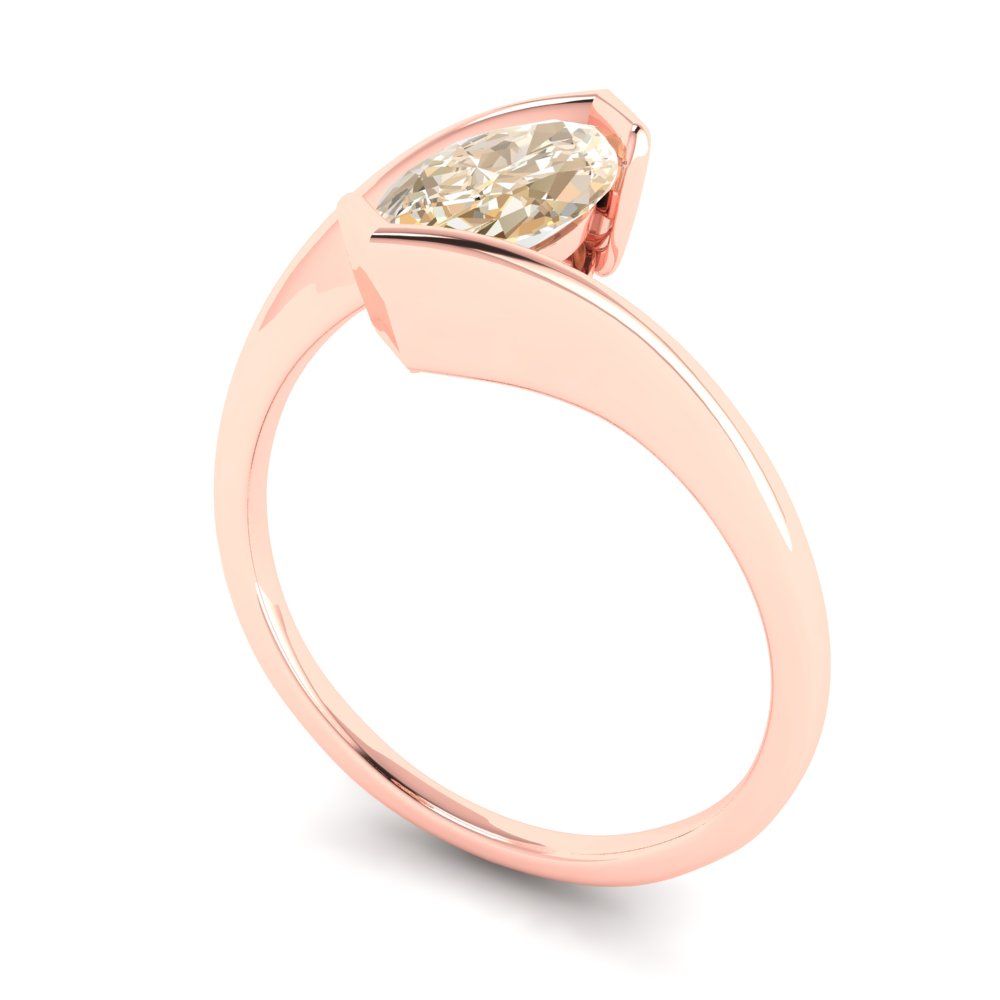 2 cttw Natural Morganite Solitaire  Engagement Ring - Solid Gold (Marquise Cut,12x6mm )
