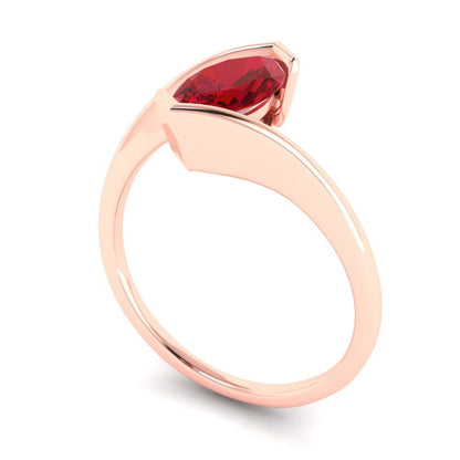 2 cttw Simulated Ruby Solitaire  Engagement Ring - Solid Rose Gold (VVS1, Marquise Cut,12x6mm )