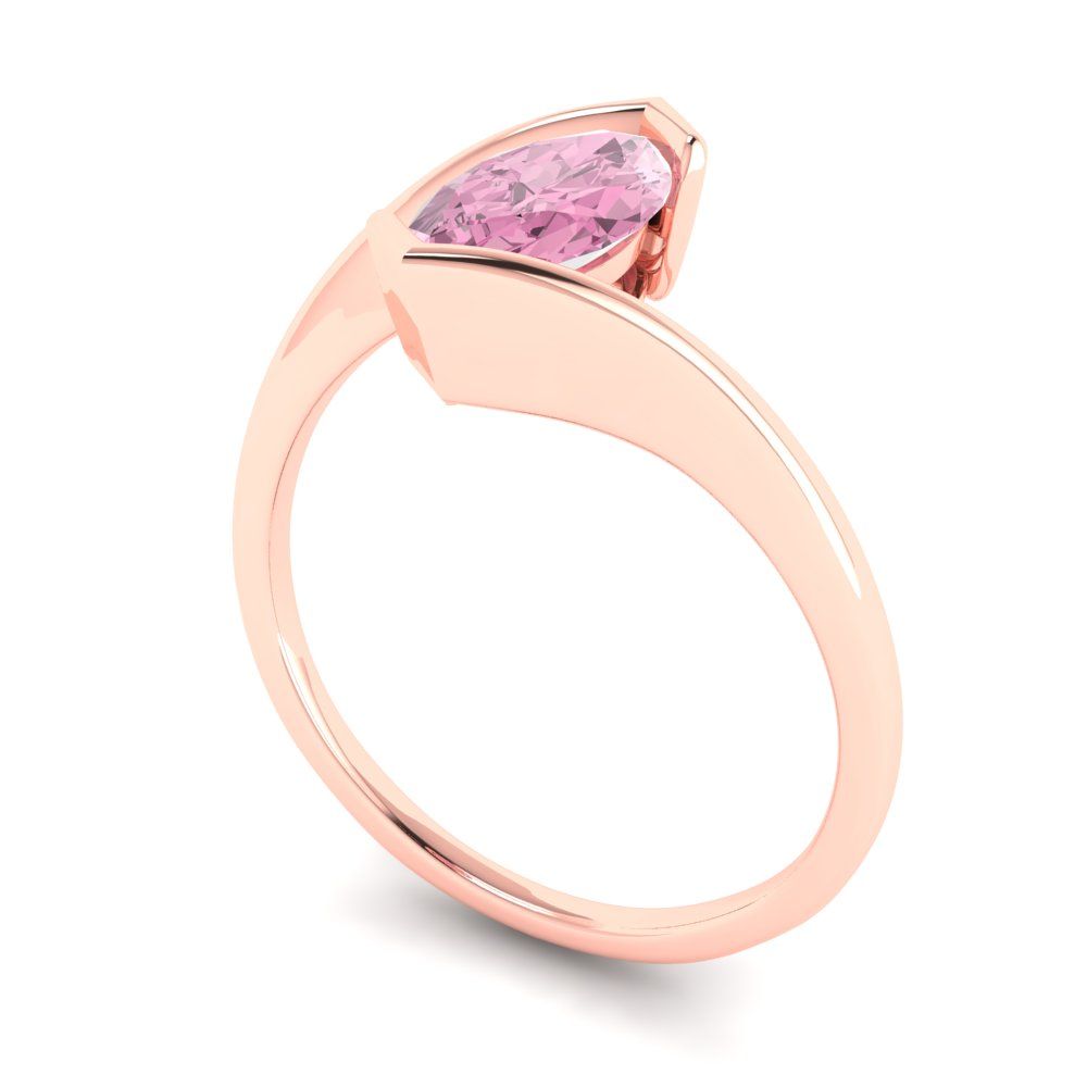 2 cttw Zirconia Simulated Pink Diamond Solitaire  Engagement Ring - Solid Gold (VVS1, Marquise Cut,12x6mm )
