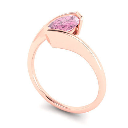 2 cttw Zirconia Simulated Pink Diamond Solitaire  Engagement Ring - Solid Gold (VVS1, Marquise Cut,12x6mm )