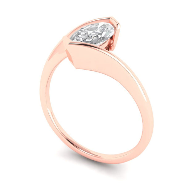 2.0 ct Brilliant Marquise Cut Genuine Cultured Diamond Stone Clarity VS1-2 Color J-K Rose Gold Solitaire Ring