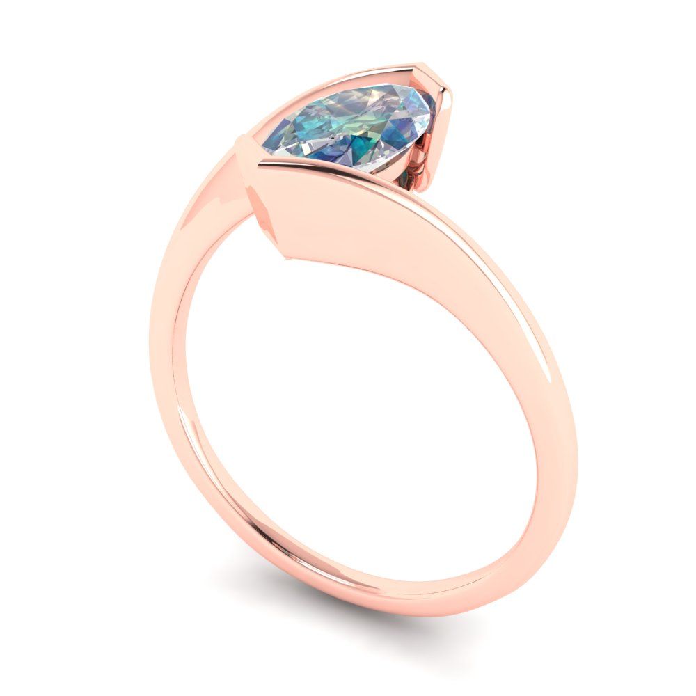 2 cttw Blue Moissanite Solitaire  Engagement Ring - Solid Rose Gold (VVS1, Marquise Cut,12x6mm )