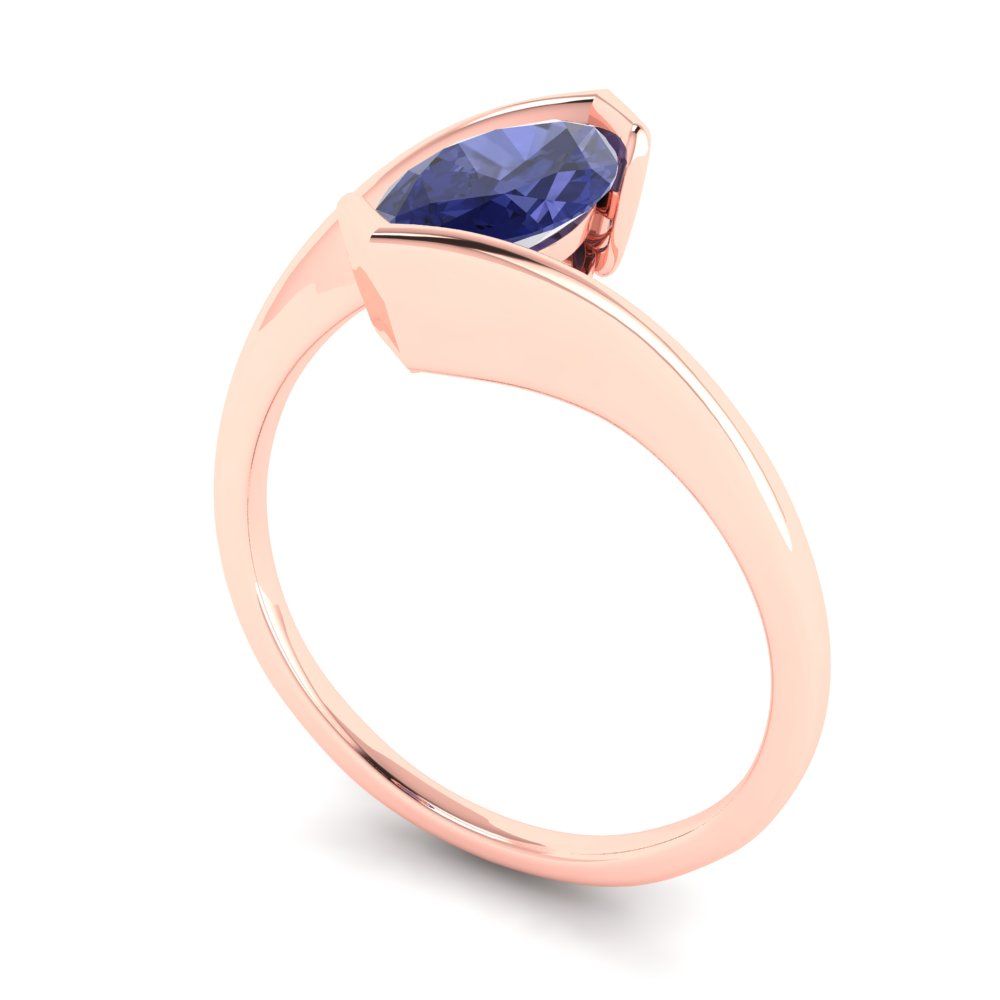 2 cttw Simulated Tanzanite Solitaire  Engagement Ring - Solid Gold (Marquise Cut,12x6mm )