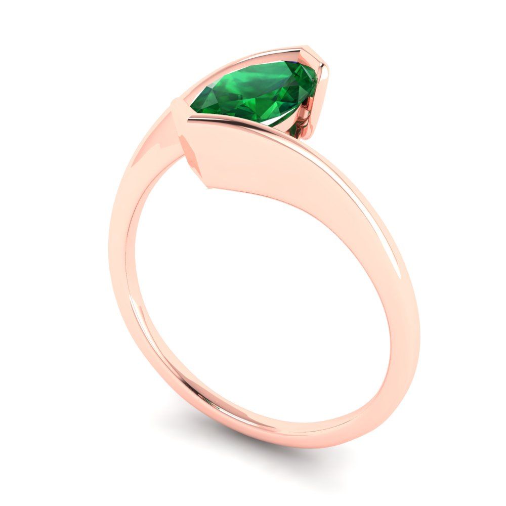 2 cttw Simulated Emerald Solitaire  Engagement Ring - Solid Gold (Marquise Cut,12x6mm )