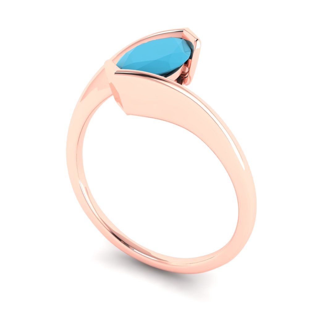 2 cttw Simulated Turquoise Solitaire  Engagement Ring - Solid Gold (Marquise Cut,12x6mm )