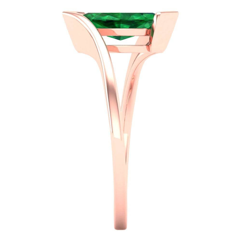 2 cttw Simulated Emerald Solitaire  Engagement Ring - Solid Gold (Marquise Cut,12x6mm )
