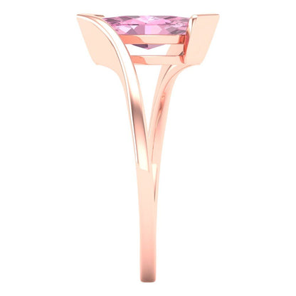 2 cttw Zirconia Simulated Pink Diamond Solitaire  Engagement Ring - Solid Gold (VVS1, Marquise Cut,12x6mm )