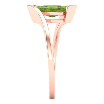 2 cttw Natural Peridot Solitaire  Engagement Ring - Solid Gold (Marquise Cut,12x6mm )