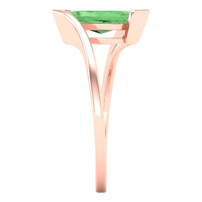 2 cttw Zirconia Simulated Green Diamond Solitaire  Engagement Ring - Solid Gold (VVS1, Marquise Cut,12x6mm )