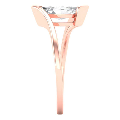 2 cttw Certified Moissanite Solitaire  Engagement Ring - Solid Gold (VVS1, D-F,Marquise Cut,12x6mm )