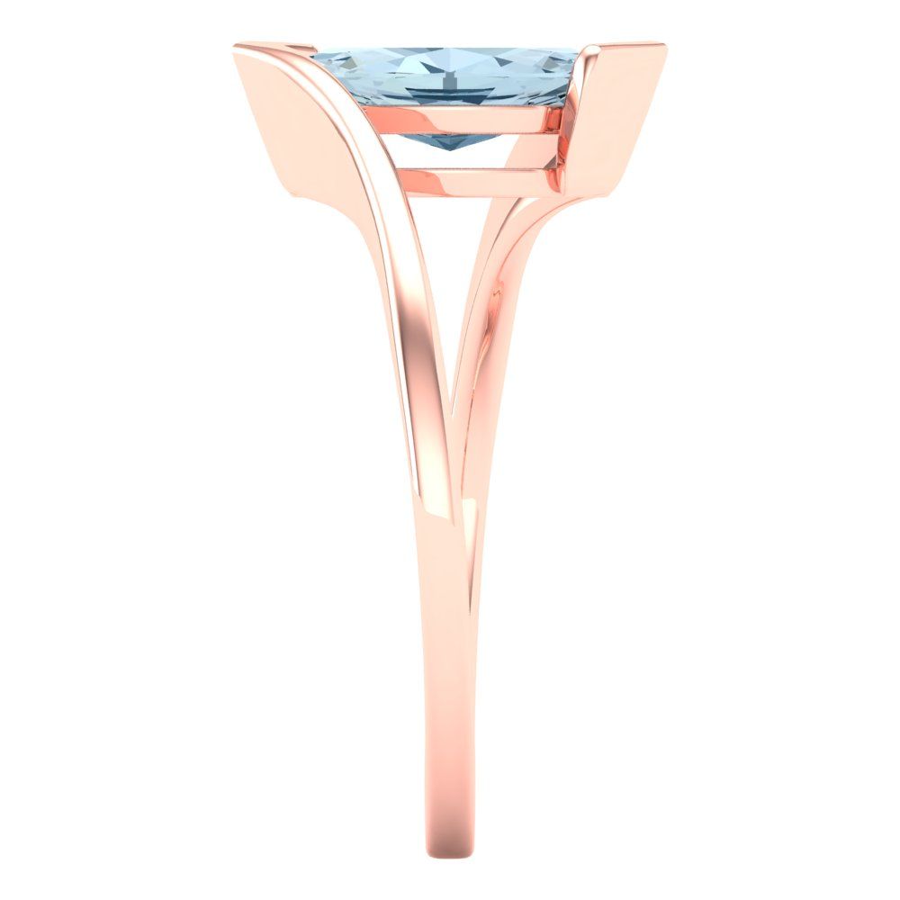 2 cttw Natural Aquamarine Solitaire  Engagement Ring - Solid Rose Gold (VVS1, Marquise Cut,12x6mm )