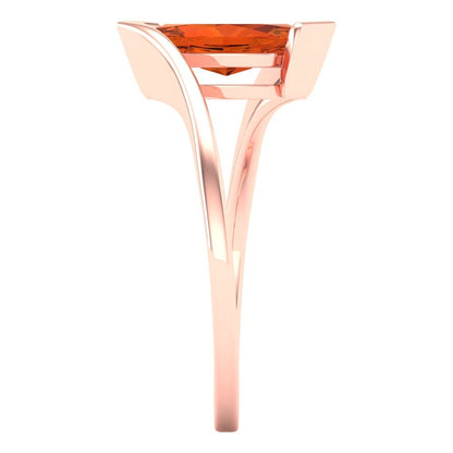 2 cttw Zirconia Simulated Red Diamond Solitaire  Engagement Ring - Solid Gold (VVS1, Marquise Cut,12x6mm )