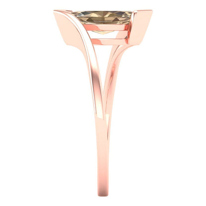 2 cttw Yellow Moissanite Solitaire  Engagement Ring - Solid Rose Gold (VVS1, Marquise Cut,12x6mm )