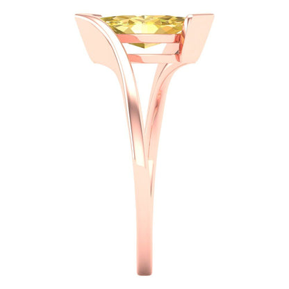 2 cttw Natural Citrine Solitaire  Engagement Ring - Solid Gold (Marquise Cut,12x6mm )