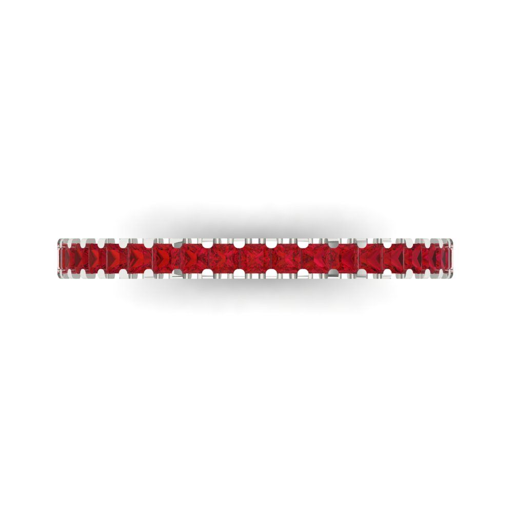0.285 cttw Simulated Ruby Princess Cut White Gold Eternity Wedding Band