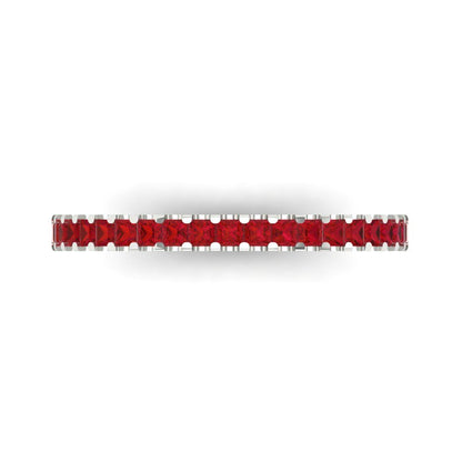 0.285 cttw Simulated Ruby Princess Cut White Gold Eternity Wedding Band