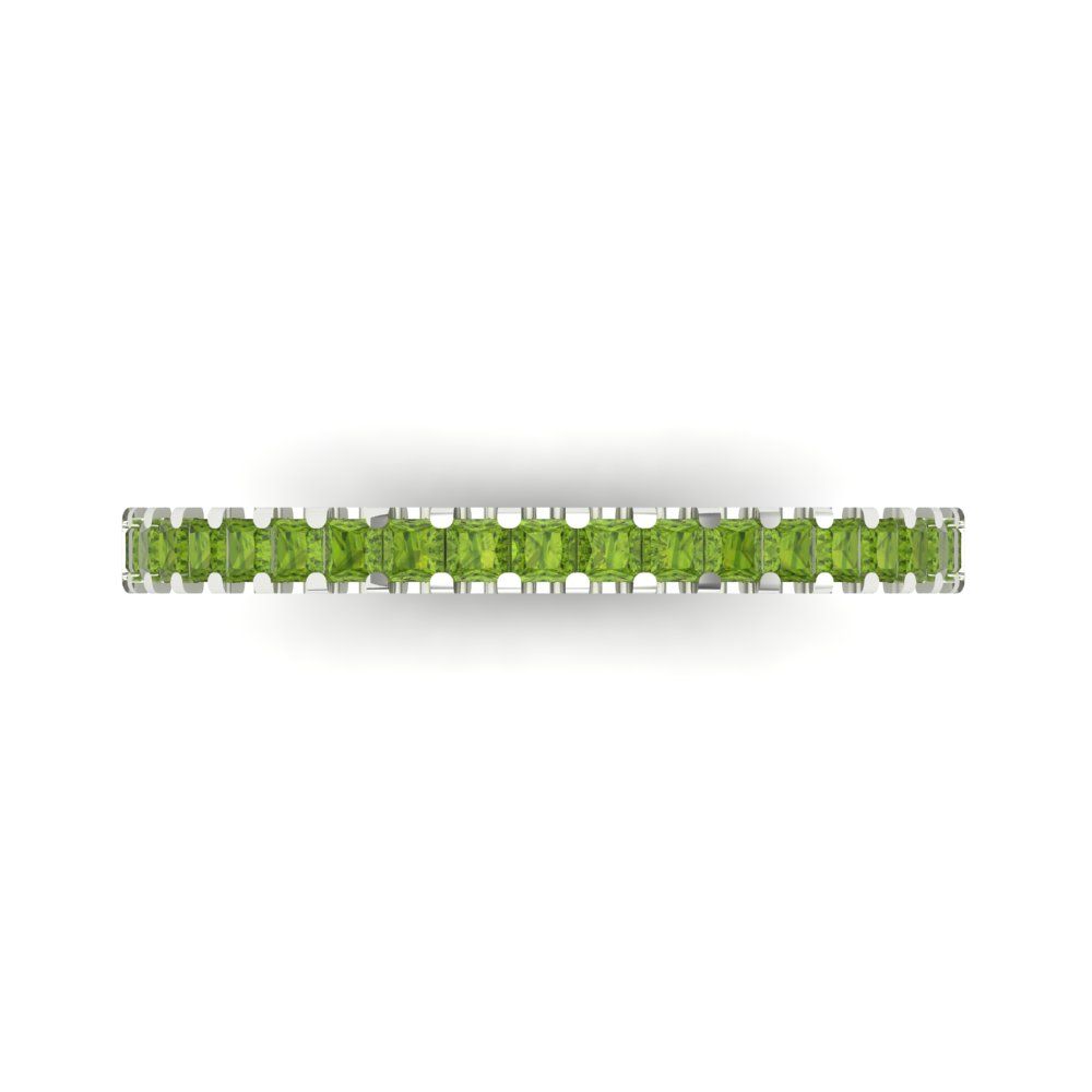 0.285 cttw Natural Peridot Princess Cut White Gold Eternity Wedding Band